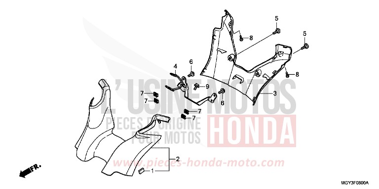 REVETEMENT DE GUIDON von VFR800X „Crossrunner“ MAT BULLET SILVER (NH389) von 2012